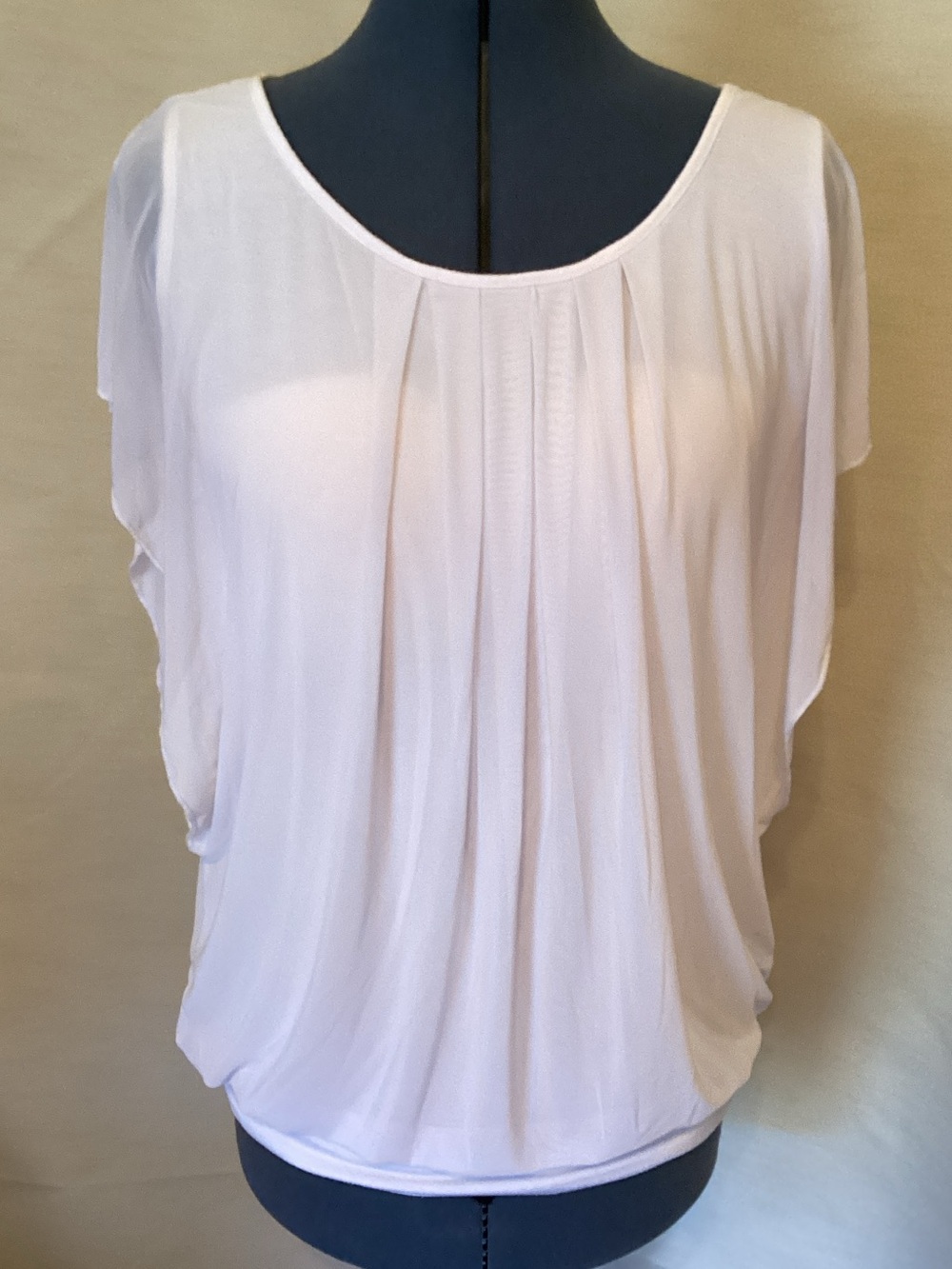Soft Pink Pleated Short Sleeve Women's Top